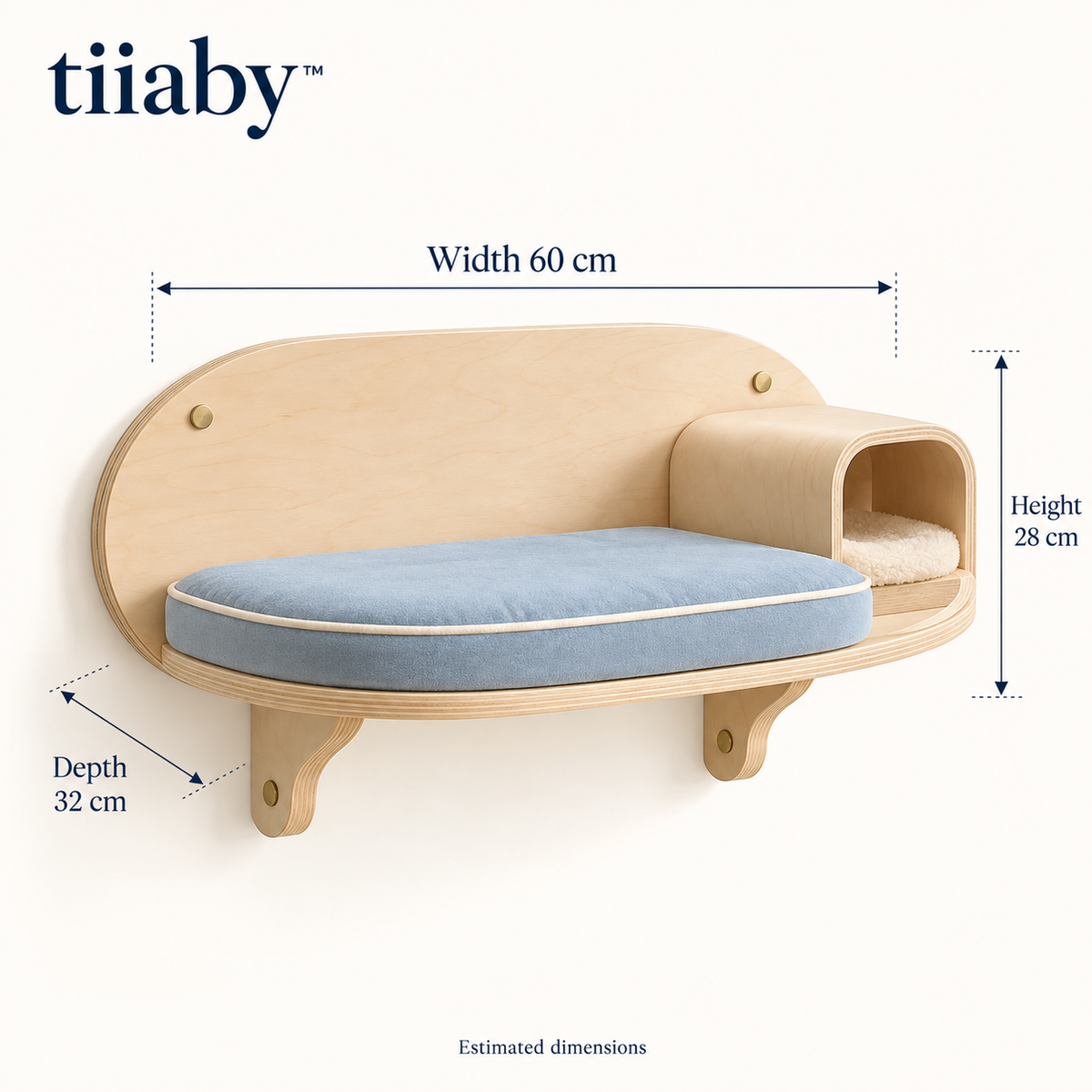 tiiaby SunCove Window Perch — Estimated dimensions: 60 x 32 x 28 cm