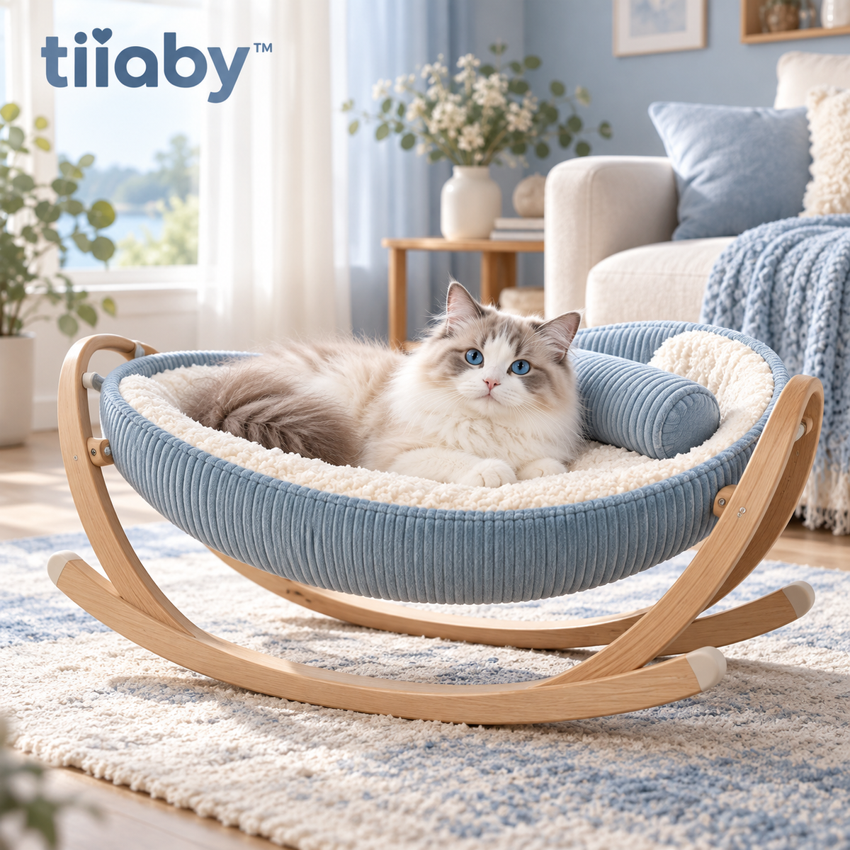 tiiaby Driftwood Rocking Pet Cradle Bed main image