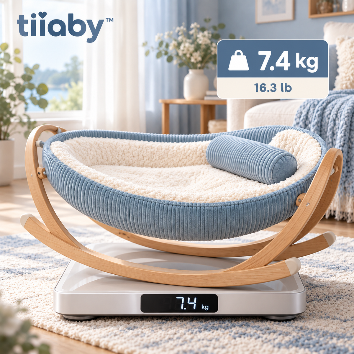 tiiaby Driftwood Rocking Pet Cradle Bed weight reference
