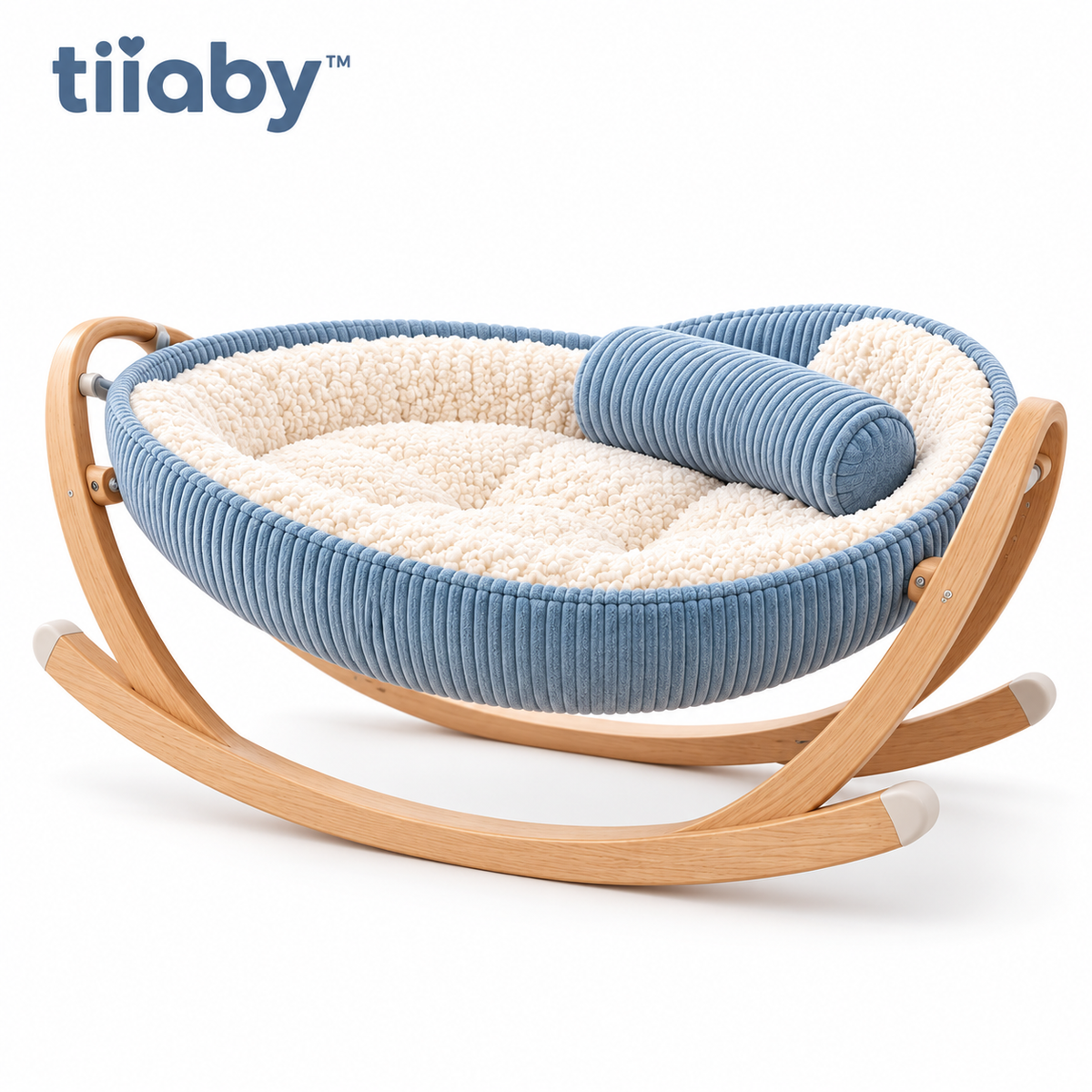 tiiaby Driftwood Rocking Pet Cradle Bed white background product image