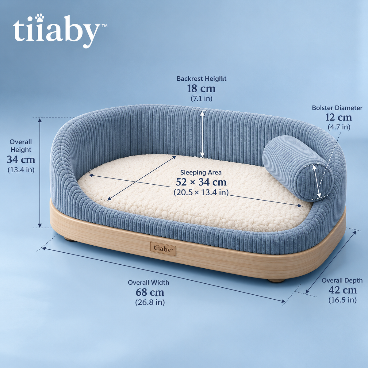 tiiaby Cloudline Comfort Pet Sofa Bed dimensions