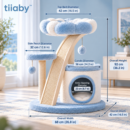 tiiaby OrbitCove Arc Cat Lounge dimensions