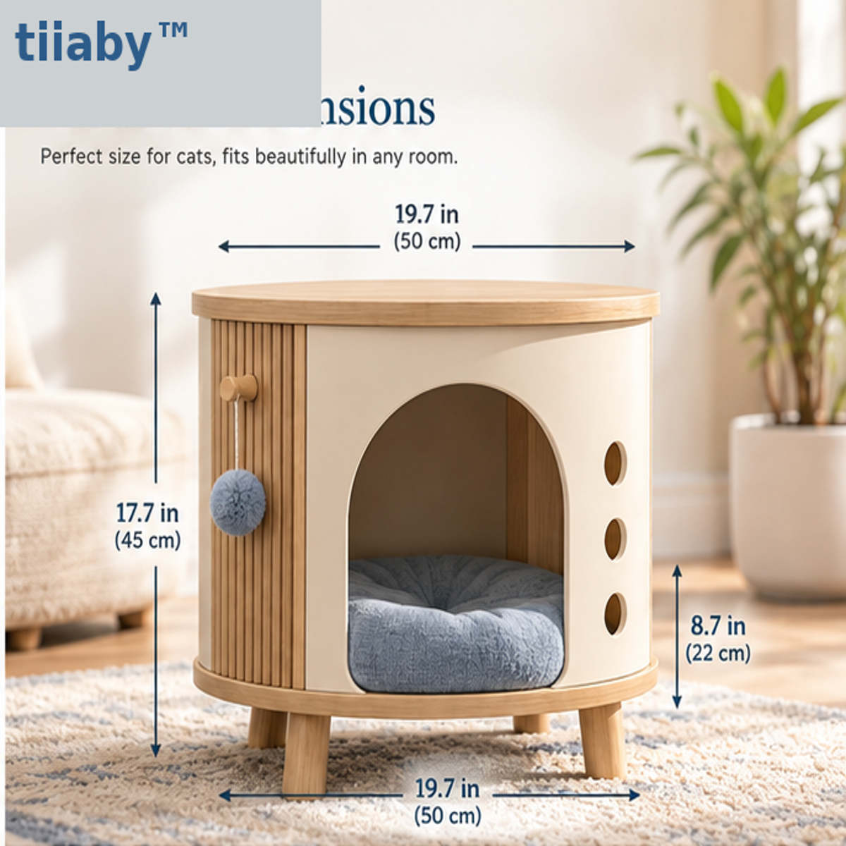 tiiaby HavenRound Cat House Side Table dimensions