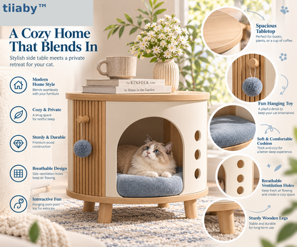 tiiaby HavenRound Cat House Side Table feature details