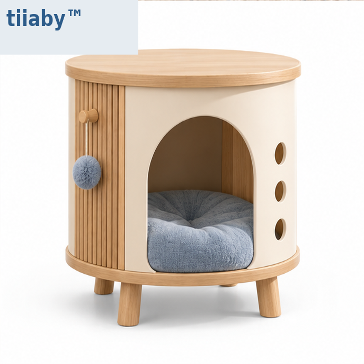 tiiaby HavenRound Cat House Side Table white background product image