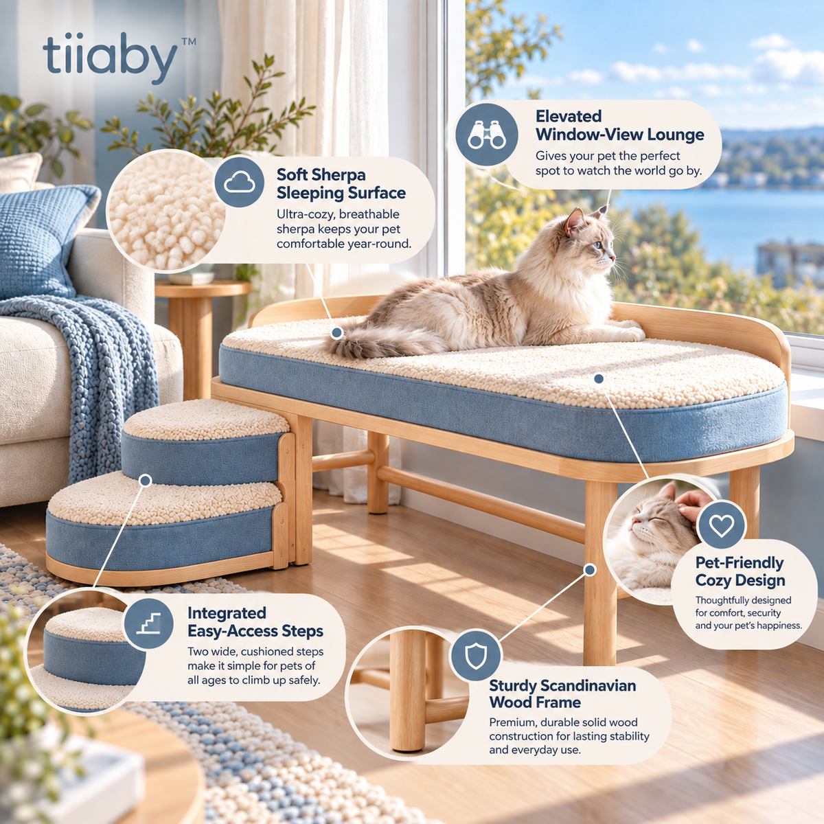 tiiaby Sunstep Window Lounge Bench feature details