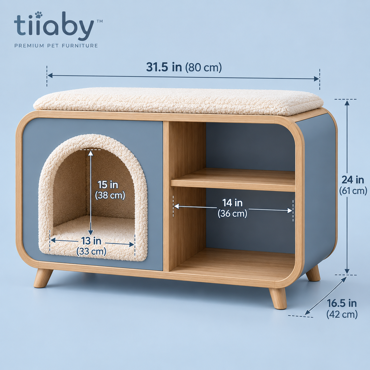 tiiaby WillowCove Pet Lounge dimensions