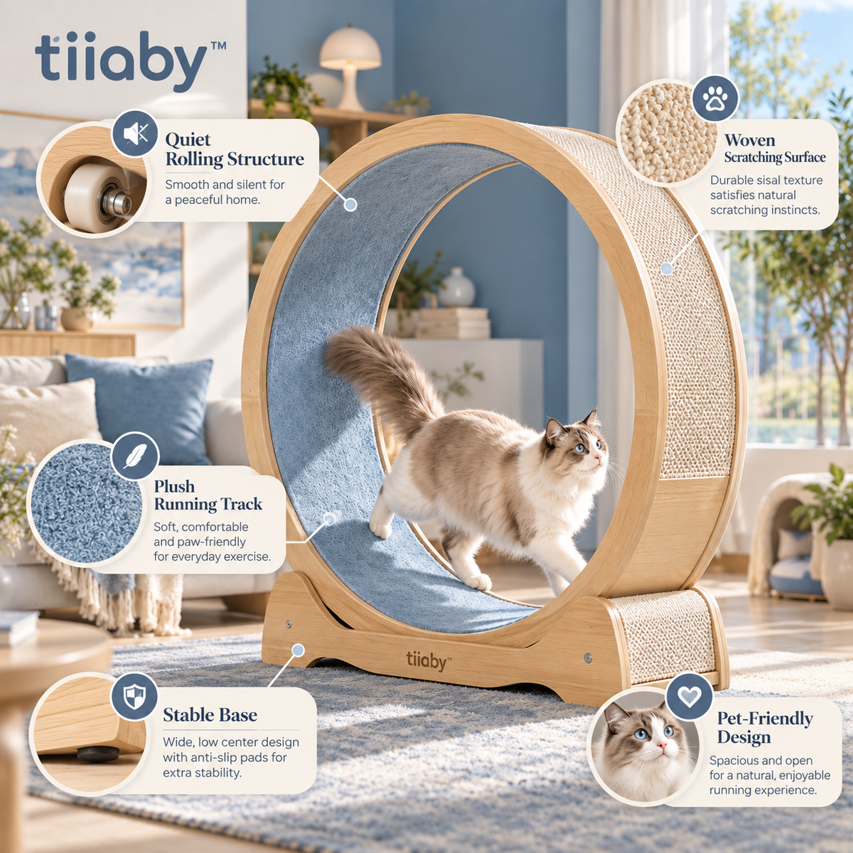 tiiaby AeroStride Cat Exercise Wheel features image